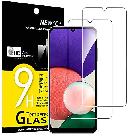 NEW'C Lot de 2, Verre Trempé pour Samsung Galaxy A22 4G (Non pour Samsung A22 5G), Film en Protection écran efficace contre les Rayures - Ultra Résistant (0,33mm HD Ultra Transparent) Dureté 9H Glass