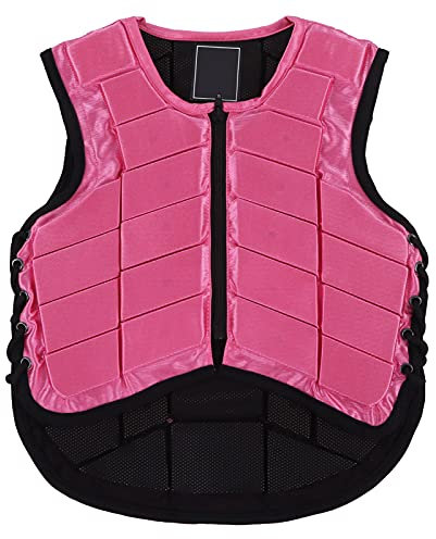 VBESTLIFE Nylon Kinder Reitweste, Sicherheitsschaum Gepolstert Reiten Schutzausrüstung Kinder Reiten Körperschutz Rosa(CL)