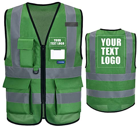 AYKRM 21 Farben Personalisierte bedruckbare Warnweste aufdruck mit Text oder mehrfarbigem Logo und Mehreren Taschen, Warnschutz Arbeitsweste Sicherheitsweste mit bedruckbare