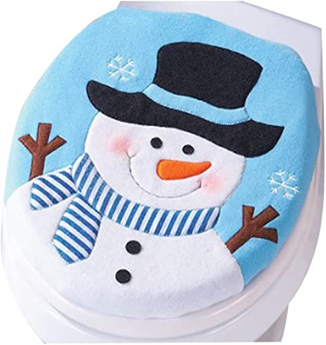 Ailovone Toilettendeckelbezug Sitzbezug WC Toiletten-Deckelbezug Toilettendeckelbezug Weihnachtsdeko Weihnachts-Schneemann-Deckel Einzel-WC-Abdeckung Wärmer Dehnbar Waschbar WC Sitzbezüge (1pcs)