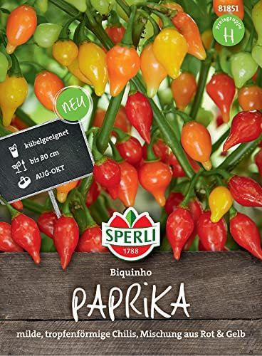 Sperli 81851 Paprika Biquinho, dekorative Mischung aus gelben und roten tropfenförmigen Chilis, schmecken süß-fruchtig