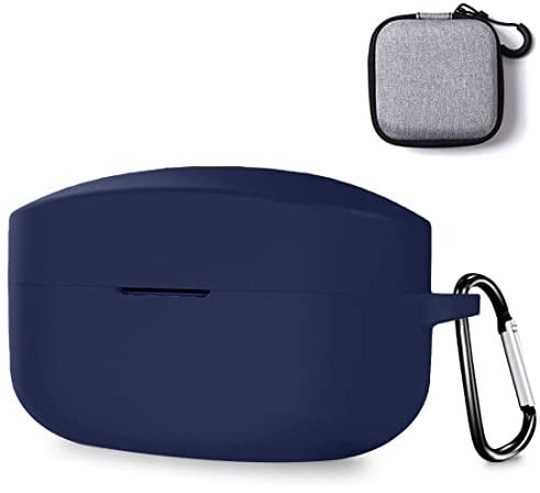 for Sony WF 1000XM4 Case Cover Monochrome Design, Smooth Surface Soft Silicone Material WAMOY WF-1000XM4 Protective Case (Dark Blue)