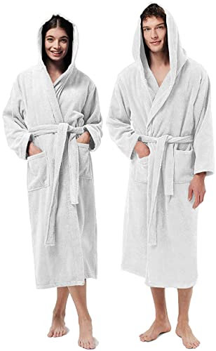 Jenny Sesal Accappatoio UNISEX Morbida Spugna, Ideale per CASA, SPA, SAUNA, PALESTRA. Morbido, confortevole e con alta capacità di asciugatura (XXL, Bianco)