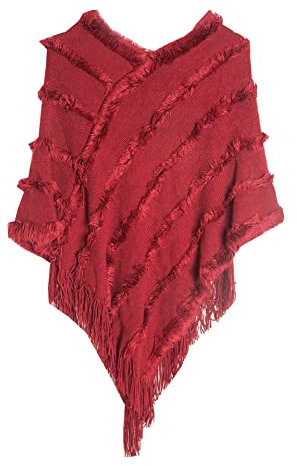 Schultertücher, Damen Schal Winter Scarf Acryl Weinrot Schal Wickelt Halstuch 70x70CM Weich Warm