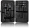 Sadodo Professional 18PCS Pedicure Manicure Set, Gentle Black Nail Clippers,Grooming Kit Cuticle Remover,Manicure Pedicure Tools,Gift for Men Women Birthday Christmas
