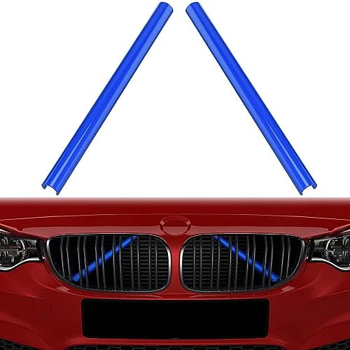 Frontgrill Einsatz für F30 F32, Streifen Kühlergrill Einsätze Zierleiste Kompatibel mit BMW 3er 4er 2012-2019, F32 F30 320 328 330 335 428 435 (Blau)