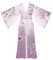 Kimono Satin Femme Robe de Chambre Femme Nuit Kimono Japonais Peignoir Satin Long Manche Longue (Dégradé Violet)