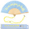 Fisura - Original handheld folding fan with message in french. wooden fan. Original holding Hand Fans. Fan with hanger included (Brille, blue)