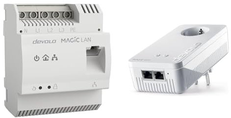 Bundle: devoloMagic 2 LAN DINrail Hutschienen Adapter -bis 2.400 Mbit/s Internet aus dem Verteilerkasten + devolo Magic 1 WiFi WLAN Erweiterungsadapter