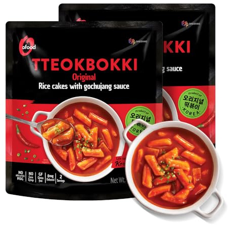Original Tteokbokki, GlutenFree Korean Rice Cakes, Authentic Spicy Korean Street Food Snack, Perfect with Cheese and Ramen Noodles, Ready to Eat, No MSG, No Corn Syrup, Pack of 2