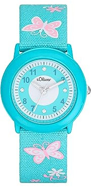 s.Oliver Armbanduhr Mädchen Kinder Quarzuhr Analog, mit Textil Armband, Blau, 3 bar Wasserdicht, Kommt in Uhren Geschenk Box, 2036749