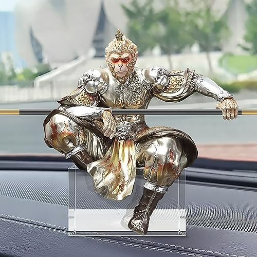 Wukong Statue - Schwarzer Mythos Figur, Affenkönig Aquarium Dekoration, Sonne Auto Art Relievo, Stab, Sammlerpuppen Figuren