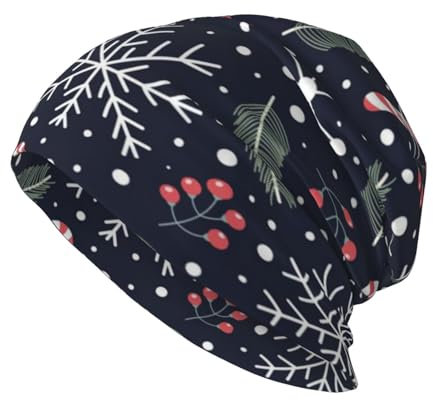 Grati Christmas Snow Unisex Herren Damen Beanie Mütze Warme Outdoor Mütze Skullies Beanies Chemo Hut Schwarz, Schwarz , One size