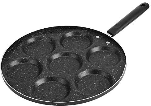 TOWEBOORY Spiegelei Pfanne, Bratpfanne Pancake Pfanne 7 Locher Omlettenpfanne Crepepfanne Augenpfanne Spiegelei Poffertjes Liwanzenpfanne Kochpfanne für Pancakes Palatschinken Pfanne Induktion