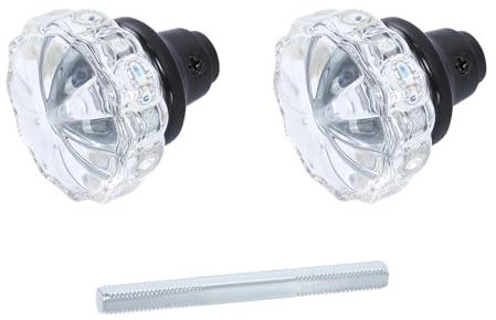 AKRILANE Mortise Glass Door Knobs Antique Crystal Vintage Style Knob Set with Spindle Antique Doorknobs for Interior Doors - Matte Black