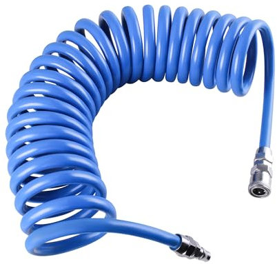 CNCYEAH Tuyau à air comprimé de 6 m, tuyau spiralé en polyuréthane, tuyau de compresseur avec raccord pour conduite d'air (diamètre intérieur : 8 mm, diamètre extérieur : 12 mm)