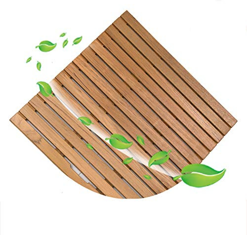 duschmatte rutschfest badematte rutschfest badematte Holz Dusch-/Badematte aus Naturholz, Sector Teak, Rutschfester Fußpedalablauf, schnell trocknend, einfach zu handhaben, anpassbare Größe