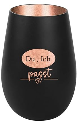 Der-Porzellan-Laden Windlicht mit Gravur Du Ich passt Schwarz Bronze | Teelichthalter aus Glas mit Spruch, Tischdeko modern