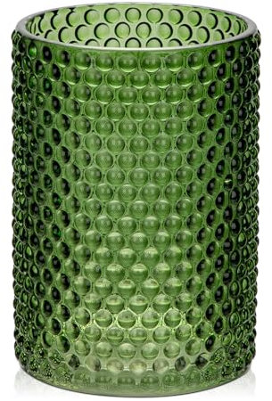 Glasvasen Blumen Modern, 14 cm Hohe Tischvasen Glas, Grün Deko Vase für Blumen, Dekorative Vase Blumenvase, Zylinder Glasvase Rund für Tischdekoration Büro Küche Arrangements Hochzeitsgeschenk