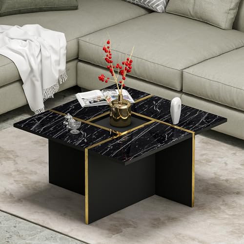 HOMIDEA Silva Table basse - Table de salon moderne - Table basse - Table d'appoint au design tendance (marbre noir)
