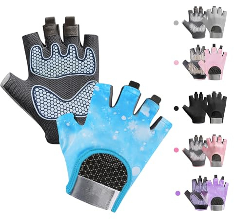 CubePlug Boys Girls Non-Slip Cycling Gloves Half Finger - Padded Grips Palm for Unisex Children, Ideal for Summer Riding, MTB, Bike, Sports, Hiking, Climbing, and Gym
