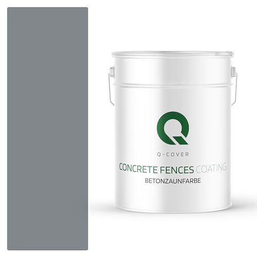 Q-COVER Betonzaunfarbe | 10L | Dunkelgrau-Blau | Silikon Farbe | Außen | Betonfarbe | Hydrophobe Farbe | Acrylat Dispersion | Betonzäune | Betonelemente