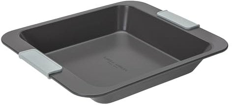 Laura Ashley – Moule à gâteau carré anti-adhésif de 23 cm, passe au lave-vaisselle, au four, au congélateur, poignées en silicone vert sauge, pour la cuisine et la pâtisserie (sans PFAO/PFAS)