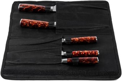 BBTISG Chefs Knife Roll Bags 5 Slots, Portable Oxford Cooking Cutter Storage Bags Multi-Function Roll Bags Suitable for Cooking, Camping