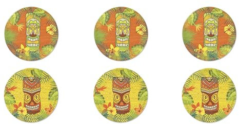 Excelsa Tiki Lot de 6 assiettes à pizza, diamètre 31 cm, porcelaine, multi-décors