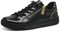Jana Damen Sneaker flach mit Reißverschluss Vegan, Schwarz (Schwarz Lack/Gold), 37 EU