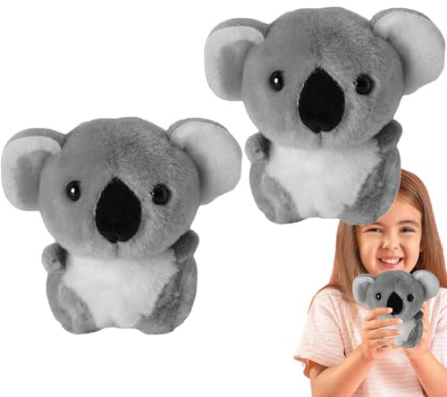 Koala Porte-clés koala en peluche | Lot de 2 pendentifs amusants koala | drôle | Porte-clés en peluche mignon, porte-clés unique en peluche, gris, Siehe Beschreibung