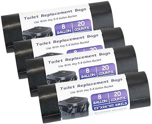 80Pcs 8Gallon Portable Toilet Bags, Biodegradable Small Bin Liners 30L, Black Food Waste Bag, Camping Toilet Bag, 100% Compostable Rubbish Bags For Household Garden Kitchen Office Home Pet (4)