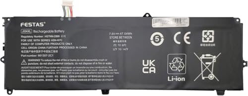 FESTAS 7.6V 47.04Wh JI04XL Batterie Compatible avec HP Elite X2 1012 G2 Elite X2 1012 G2-1LV76EA Series JI04047XL 901307-541 901247-855 HSTNN-UB7E Ordinateur Portable