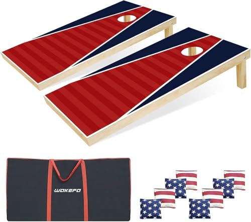 Cornhole Verordnung Größe 120x60cm Massivholz Sackloch Spiel Set mit 2 Corn Hole Boards, 8 Sitzsack und 1 Tragetasche Cornhole Spiel für Draußen Strand Erwachsene Wettbewerbe Wurfspiel Corn Hole Spiel