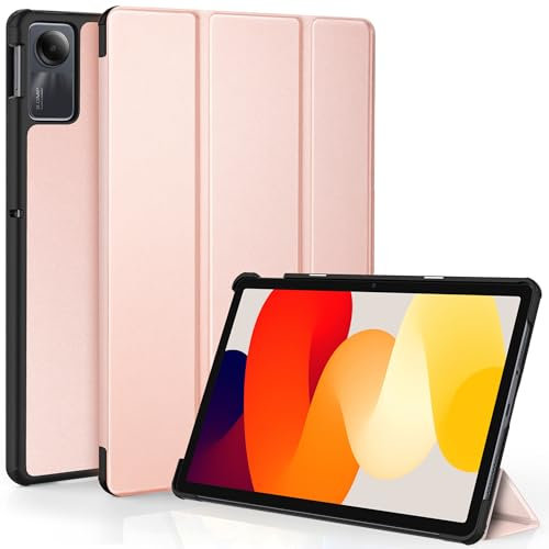 EasyAcc Funda Compatible con Xiaomi Redmi Pad SE 2023 Tablet de 11 pulgadas, Soporte Estrecho, Funda Protectora para Redmi Pad SE 2023, Oro Rosa
