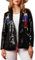 Blazer casse-noisette rose à paillettes - Blazer de Noël brillant - Veste de costume ouverte sur le devant - Blazer de vacances à paillettes, Noir , S