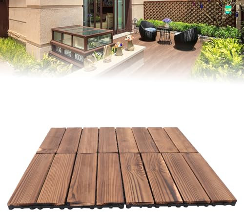 36 pcs WPC Terrassendielen, WPC Interlocking Decking Fliesen, Terrassenfliesen, Balkon Boden, WPC Fliesen, Balkon Bodenbelag Wtterfest, Holzfliesen, für Terrassen, Pools, Gärten, weiche Rasenflächen