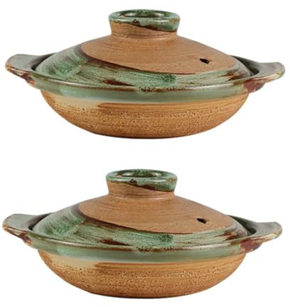 Cabilock 2 Uds Cazuela De Terracota Utensilios De Cocina Hechos A Mano Olla De Sopa De Cocina Ollas De Cocina Cazuela Estofado Sartén Con Tapa Utensilios De Cocina Japoneses Shabu Olla