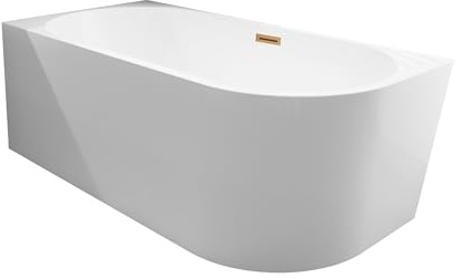 Balneo Baignoire d'Angle Autoportante AVOLA - Acrylique avec Structure en Acier - 6 Pieds Stabilisateurs - Trop-plein et Bouchon Clic-Clac - Design Moderne - gauche - Cuivre - 170x80cm