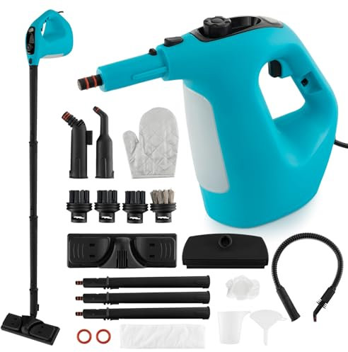 RELAX4LIFE Dampfreiniger, 1500W & 400ml, Mehrzweck-Dampfreiniger für alles mit 14 Zubehörteilen, Dampfreiniger Handgerät Chemiefrei, Hand Dampfreiniger für Boden, Polstermöbel, Auto, Küche, Bad (Blau)