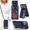 Zouzt for iPhone 16 Case with Cord and Card Holde, Zipper Wallet Case with Crossbody Lanyard Ring Adjustable Necklace Protective Cover Women for iPhone 16 6.1 Inch - Blue