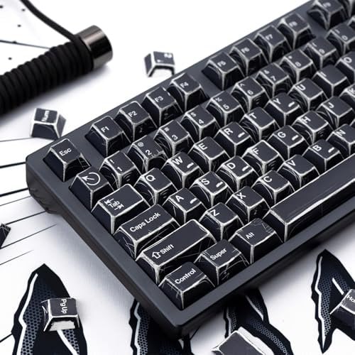 151 Keys Retro Manga Keycaps PBT Dye Sub Cherry Profile Black Keycap Set Fit for Wooting Keyboard 61/65/87/104/108 Cherry Mx Switches Mechanical Keyboards