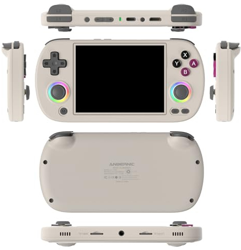 RG40XX H Console de jeu portable rétro 4 640 x 480 IPS 3200 mAh Carte TF 64 Go intégrée Prend en charge plusieurs simulateurs système Linux avec protecteur d'écran (gris-64G)