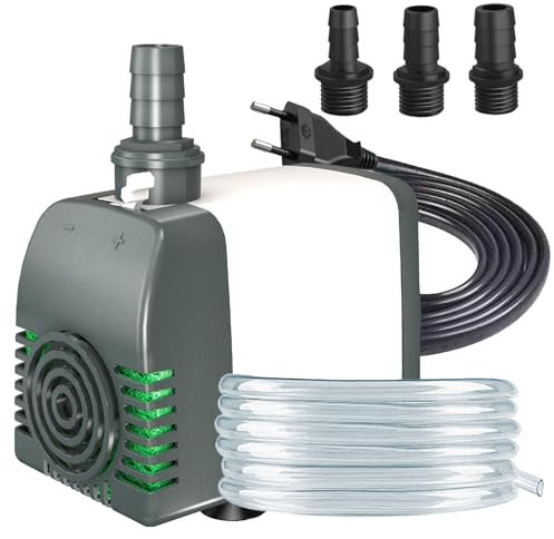 Bomba de agua sumergible 35W 2500L/H, apagado automático por falta de agua, protección contra sobrecalentamiento y ultrasilenciosa. Incluye cable de 1.8m Ideal para estanques, fuentes e hidroponía.