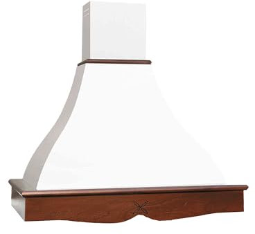 FHULLER Cappa Aurora Cappa da Cucina Rustica con Trave in Legno, 60x70x50 cm, Frassino Grezzo (Bianco)