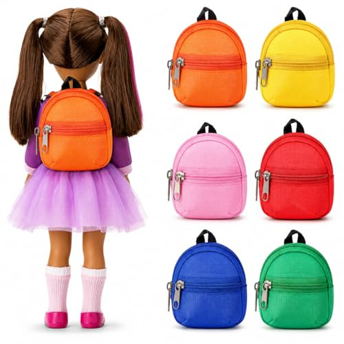 IMIKEYA Mini-Puppenrucksack 6 Stück Puppenrucksack Mini Schlüsselanhänger-Rucksack -Rucksack-Zubehör Für Puppenhaus Kinder Miniatur-Requisiten Mit Reißverschluss