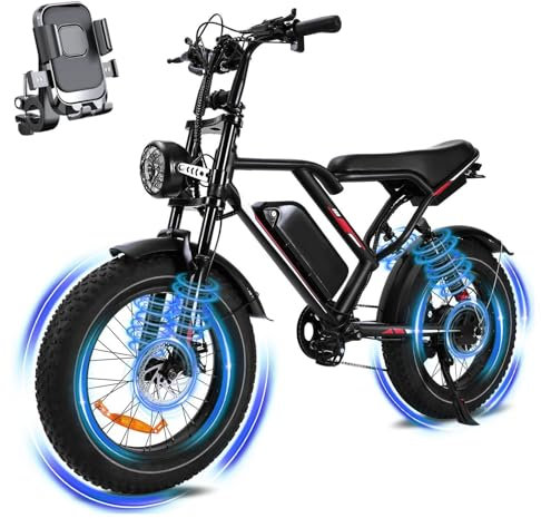 COCOMILA Bicicleta EléCtrica,1000 Motore potente,48V 17.5Ah Doppia Sospensione 50,8CM Pneumatica,Autonomia di 50KM,Adatta per Ebike per Adulti di Vicinità e Tuttoterreno,150KG con Una Carica Massim