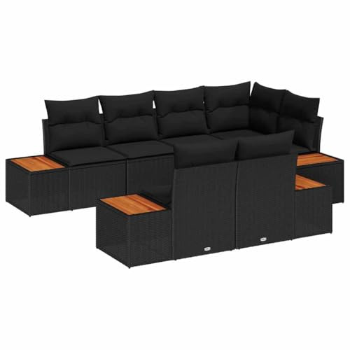 vidaXL Gartensofa-Set 7 STK. Schwarz Poly-Rattan