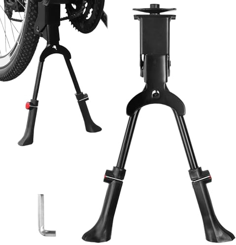 VGECEE Béquille de Vélo Double Bequille Velo Réglable Support pour Vélos Réglables de 24 à 29 Pouces, avec Clé, Alliage d'Aluminium Antidérapant Béquilles pour Cyclisme Route, VTT, Vélos de Trekking