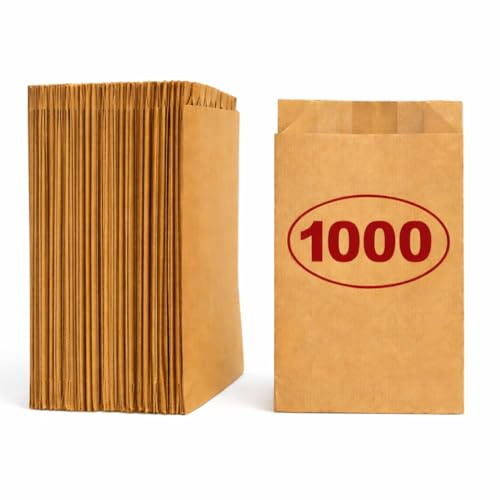 VEZODEK 1000 Stück Braun Papiertüten Klein Mini 20x12cm, Es Kann wie Verwendet werden Popcorn Tüten, Kraftpapier, Geschenktüten Kindergeburtstag, Butterbrottüten, Brottüten, Süßigkeiten